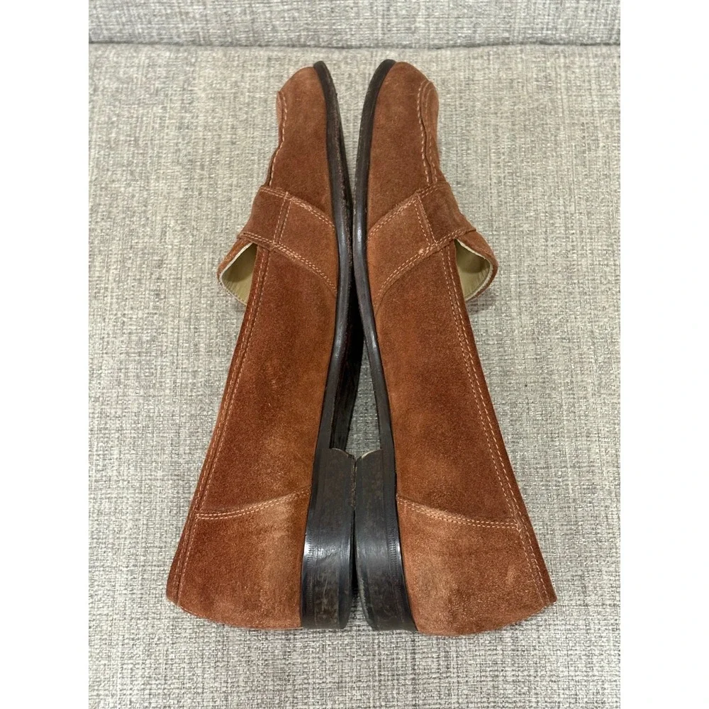 Zelli Italy Mens Brown Suede Penny Loafers Hand Crafted Leather Sole 13 M 1273